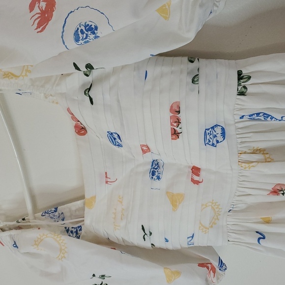 Abercrombie & Fitch Emerson Poplin Puff Sleeve Midi Dress Size XXST Novelty Prin - Picture 4 of 15